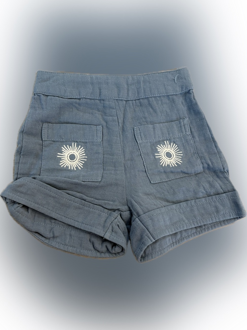 kate quinn Blue Cotton Sun Pocket Shorts